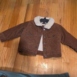 Brown Corduroy Kids Jacket with Cream Collar
